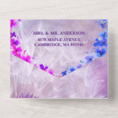 タンポポパープルフラワーウェディング オールインワン招待状 (裏面)