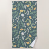 タンポポフローラ雑草パターン ビーチタオル (正面)