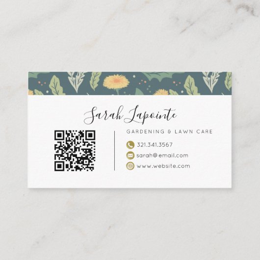 タンポポフローラ雑草模様園芸法 名刺 (裏面)