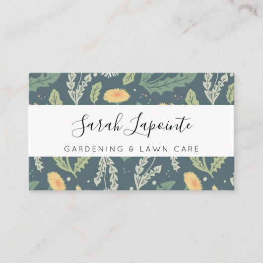 タンポポフローラ雑草模様園芸法 名刺 (正面)