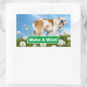 タンポポ付き犬 長方形シール (バッグ)