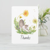 タンポポ付き猫のカスタマイズ サンキューカード (スタンド正面)