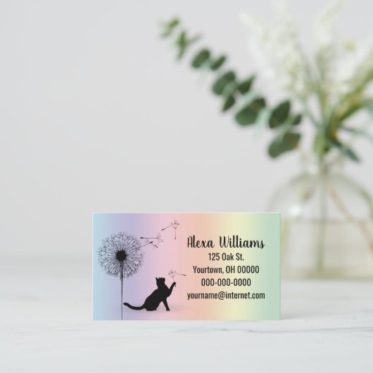 タンポポ付き黒猫 名刺 (スタンド正面)