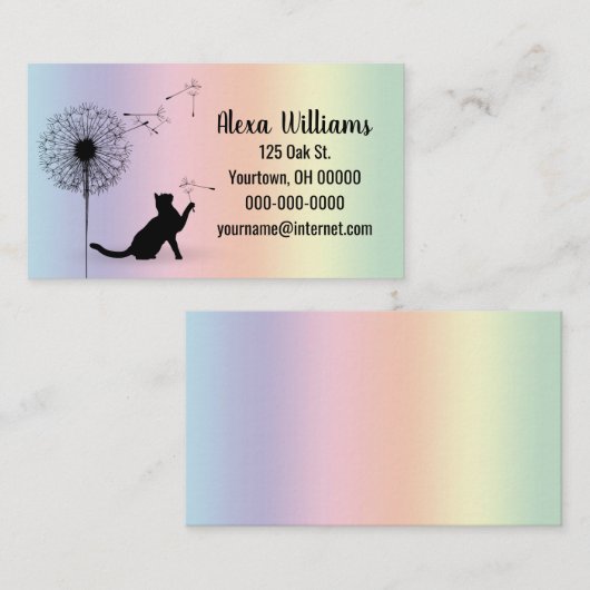 タンポポ付き黒猫 名刺 (正面/裏面)