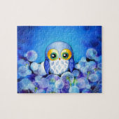 タンポポ分野の青いフクロウ ジグソーパズル (横)