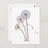 タンポポ吹ンの遠くに時計が風に ポストカード (正面/裏面)