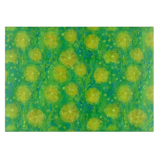 タンポポ夏の花グリーンイエローフローラ カッティングボード (正面)
