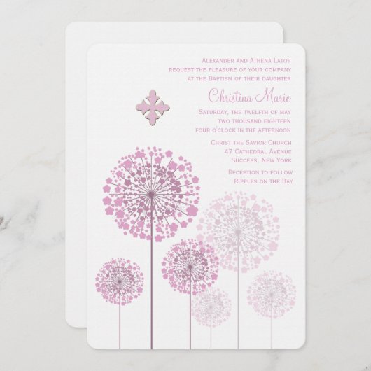 タンポポ実生ピンク宗教招待状 招待状 (正面/裏面)