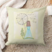 タンポポ小さな女の子 クッション (ブランケット)