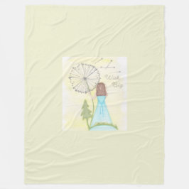 タンポポ小さな女の子 フリースブランケット
