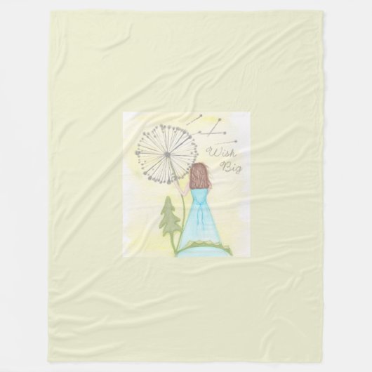 タンポポ小さな女の子 フリースブランケット (正面)