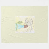 タンポポ小さな女の子 フリースブランケット (正面(横))