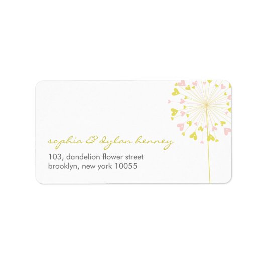 タンポポ愛かわいい夏結婚の住所 シール (正面)