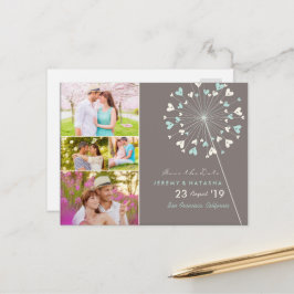 タンポポ愛のハート数々の4写真の日付を保存 案内ポストカード