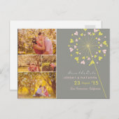 タンポポ愛のハート数々の4写真の日付を保存 案内ポストカード (正面/裏面)