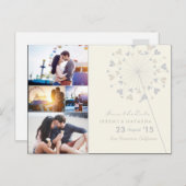 タンポポ愛のハート数々の4写真の日付を保存 案内ポストカード (正面/裏面)