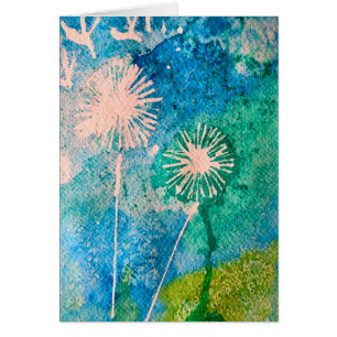 タンポポ抽象芸術の絵を描水色
