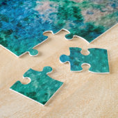 タンポポ抽象芸術の絵を描水色 ジグソーパズル (側面)