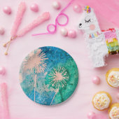 タンポポ抽象芸術の絵を描水色 ペーパープレート (パーティー)