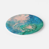 タンポポ抽象芸術の絵を描水色 ペーパープレート (アングル)
