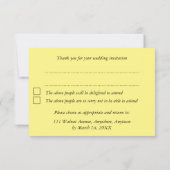 タンポポ時計パーソナライズされた蝶RSVP 出欠カード (裏面)