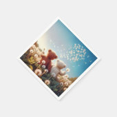 タンポポ畑のテディベア スタンダードカクテルナプキン (角)