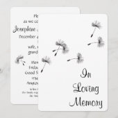 タンポポ種パフ葬儀メモリアル発表 招待状 (正面/裏面)