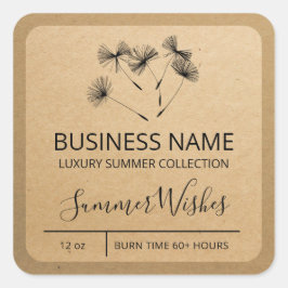 タンポポ種子クラフト紙大豆キャンドルラベル スクエアシール