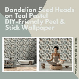 タンポポ種子ヘッドティール(緑がかった色)パステルピールアンドスティック 壁紙
