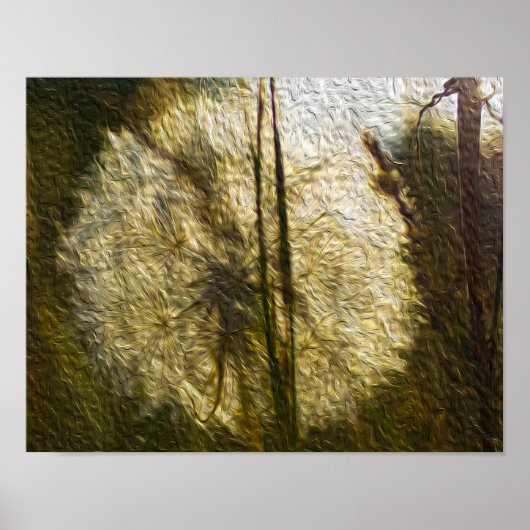 タンポポ種子ヘッド(油彩画) ポスター (正面)