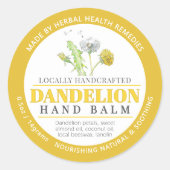 タンポポ花の黄色の手のバルムのサルベットティンラベル ラウンドシール (正面)