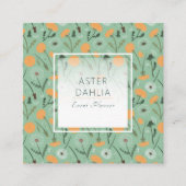 タンポポ花オレンジフローラルパターン スクエア名刺 (正面)