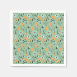 タンポポ花オレンジフローラルパターン スタンダードカクテルナプキン