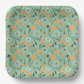 タンポポ花オレンジフローラルパターン ペーパープレート (正面)