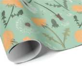 タンポポ花オレンジフローラルパターン ラッピングペーパー (ロールコーナー)