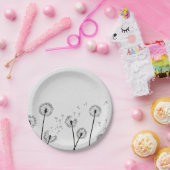 タンポポ花パプス胞子グレー ペーパープレート (パーティー)