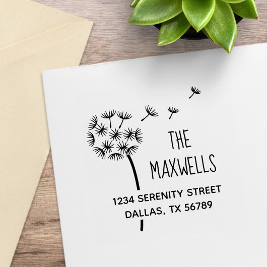 タンポポ花パラシュート家族の住所 ラバースタンプ