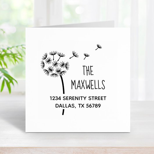 タンポポ花パラシュート家族の住所 ラバースタンプ