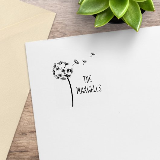 タンポポ花パラシュート家族名1x1 ラバースタンプ