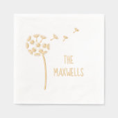 タンポポ花パラシュート家族名 箔ナプキン (正面)