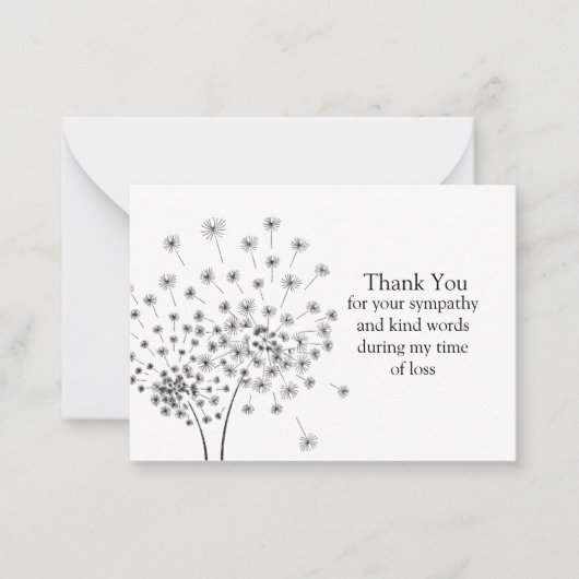 タンポポ花種飛んでいるサンキューカード ノートカード (正面)