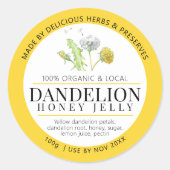 タンポポ蜂蜜ゼリー花アートイエロー ラウンドシール (正面)