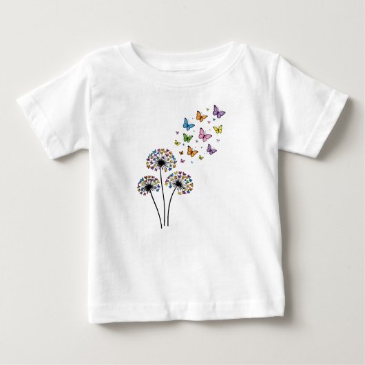タンポポ蝶の流れ ベビーTシャツ (正面)