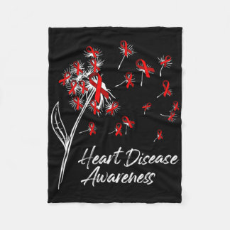 タンポポ赤いリボンの花ハート病アウェレ フリースブランケット
