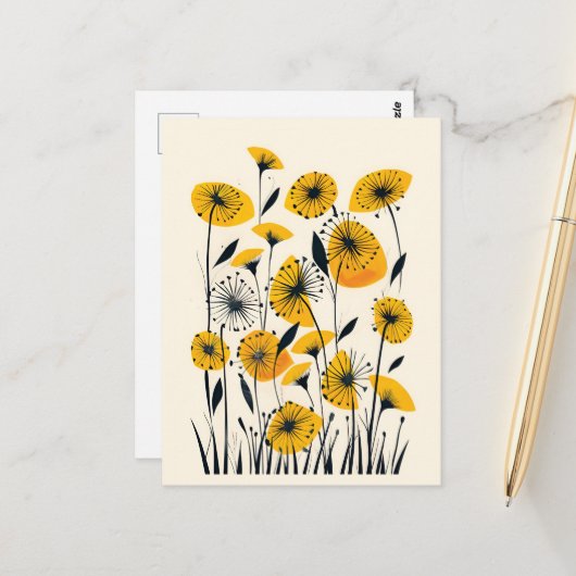 タンポポ野草畑 ポストカード (正面/裏面インサイチュ)