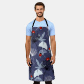 タンポポ銀杏：抽象芸術ハンドスケッチ エプロン (着用した状態)