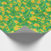 タンポポ開花夏の花フローラグリーンイエロー ラッピングペーパー (角)