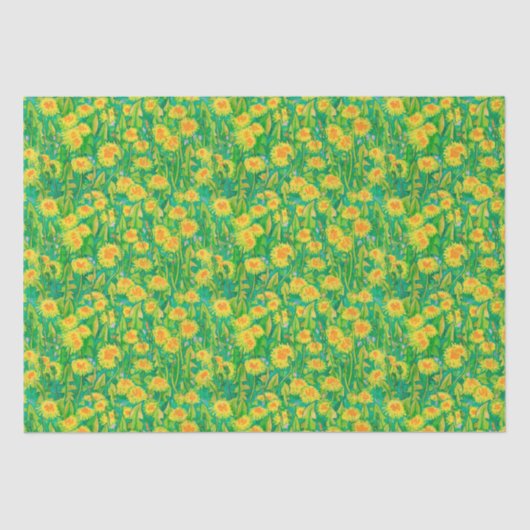 タンポポ開花夏の花フローラグリーンイエロー 薄葉紙 (正面)