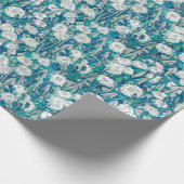 タンポポ開花夏の花フローラルパターンティール（緑がかった色） ラッピングペーパー (角)