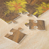 タンポポ開花、ブロンドの女の子と花絵画の花 ジグソーパズル (側面)